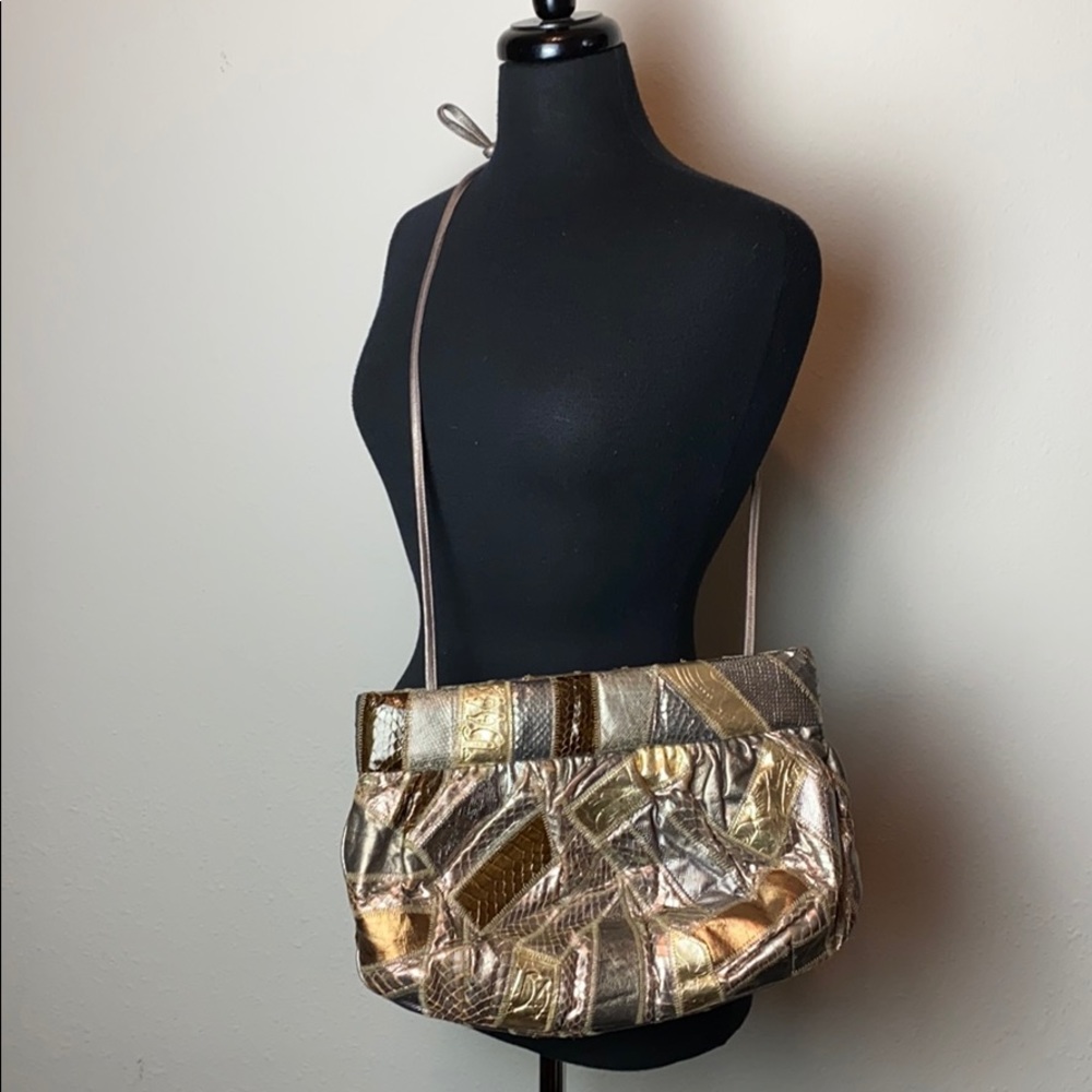 Vintage Metallic Patchwork Bag - image 1
